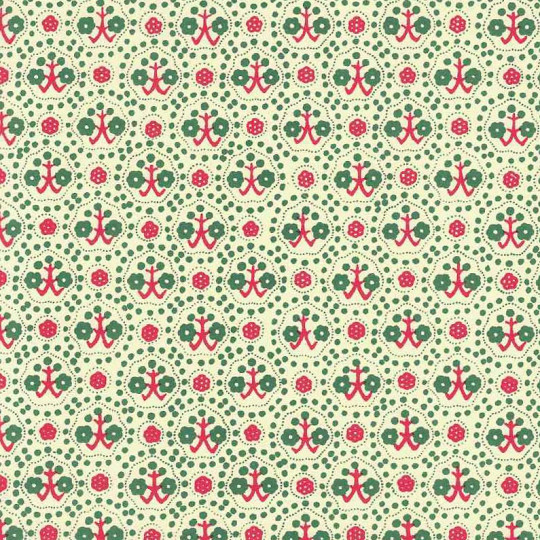 Red and Green Tree and Flower Print Italian Paper ~ Carta Varese Italy